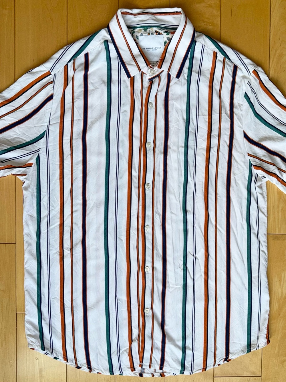 Denim & Flower Ricky Singh Striped Shirt Men’s Small Short Sleeve Button Up